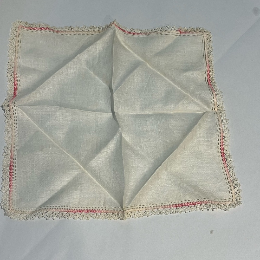 Vintage Lace Trimmed Handkerchief from 1940’s
